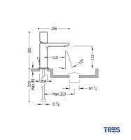 MONOMANDO LAVABO MAX-TRES TRES GRIFERIA CON DESAGÜE AUTOMATICO